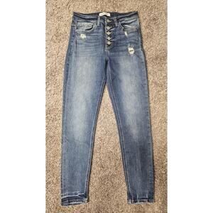 Flying Monkey Jeans Womens 27 Disclosure - High Rise Button Up Ankle Skinny